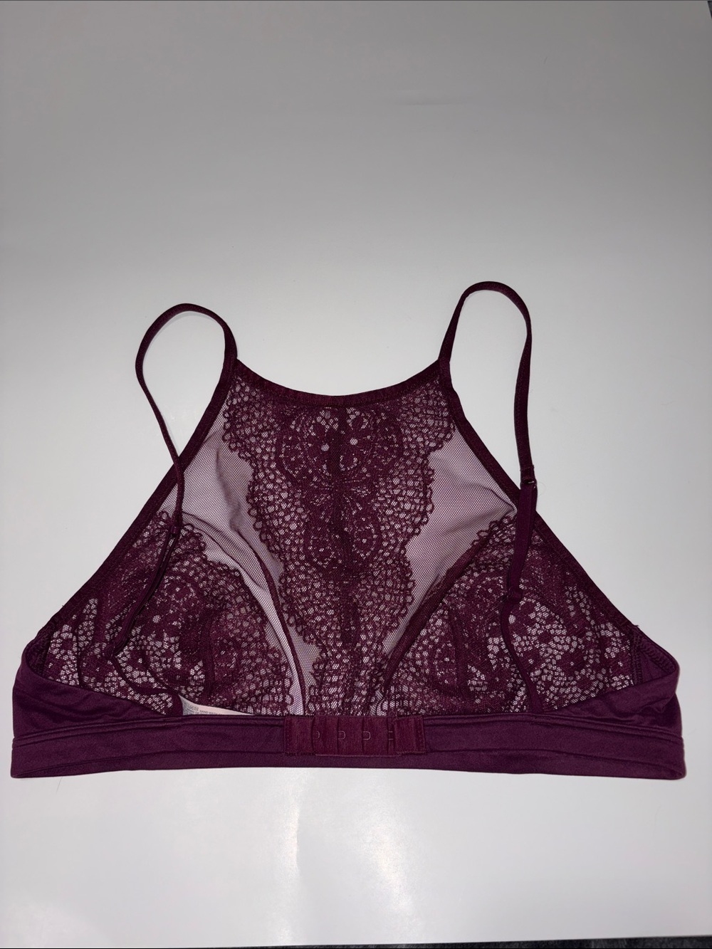 Aerie Lace High-Neck Bralette in Plum Sz M - Picture 2 of 5